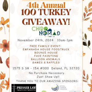 11/24 Chiro Nomad Free Turkey Giveaway