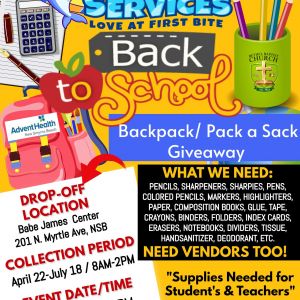 07/26 New Smyrna Beach Back to School Backpack/Pack a Sack Giveaway